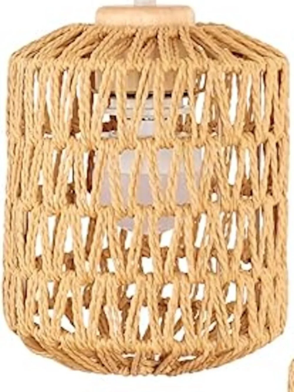 Battery Operated Rattan Wall Sconces Remote Rechargeable Wireless LED Set of 2